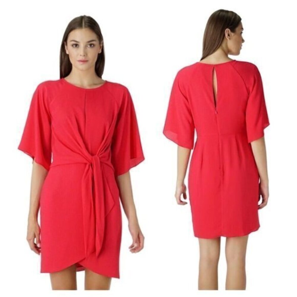 Adelyn Ran Abbey Woven Dress w/ Front Tie - Fuchsia